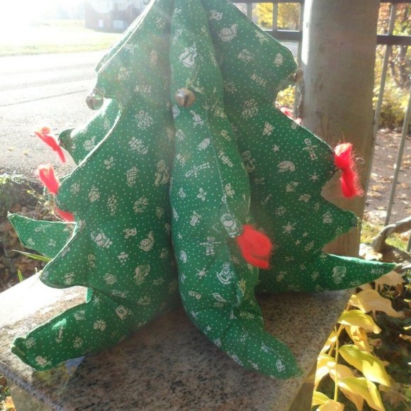 Farmhouse Christmas Tree Decoration Primitive Rustic Home Table Vtg Plush Decor - Picture 11 of 16